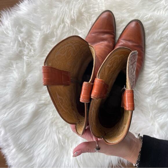 Justin Boots | Mens Lizard Leather Vintage Tall Pull-On Cowboy Boot Textured 9.5 - Picture 5 of 12